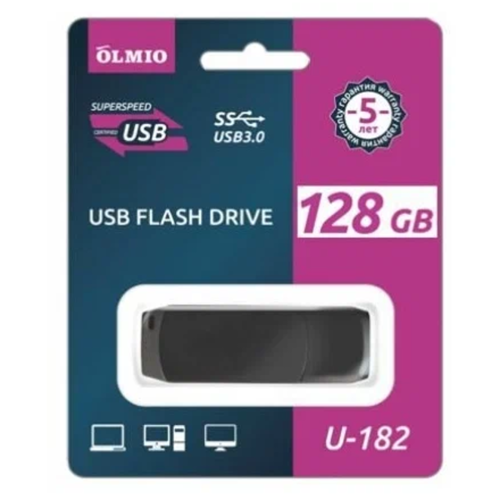USB накопитель Olmio 3,0 U-182 (128Gb) Black фото 